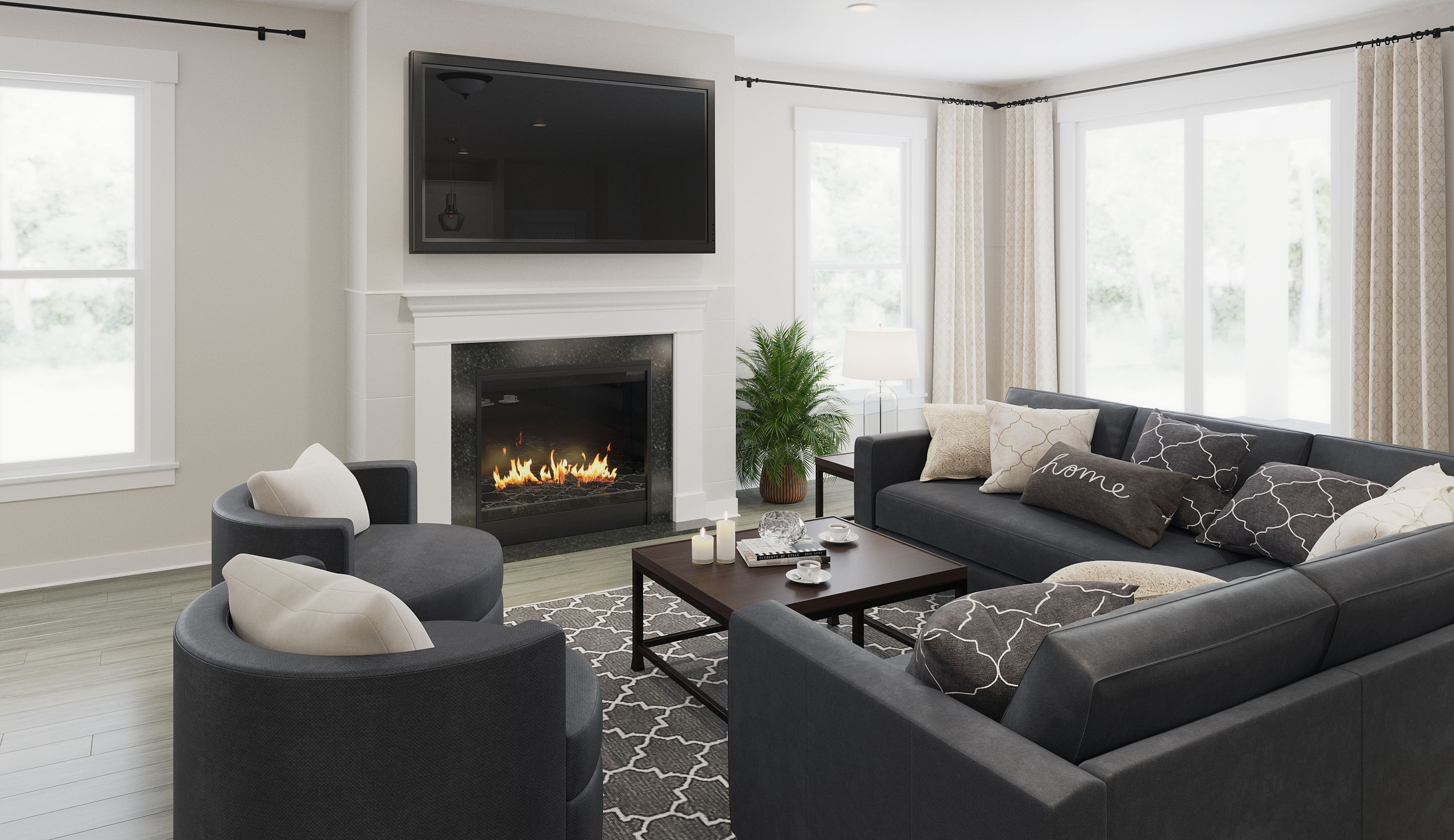 Virtually Staged Family Room