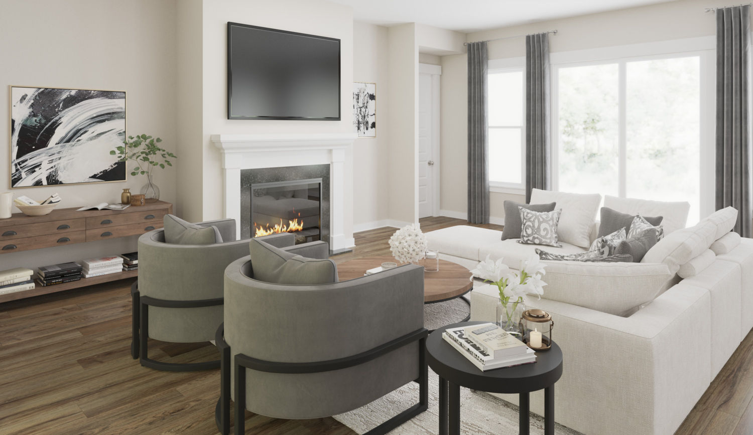 Virtually Staged Family Room