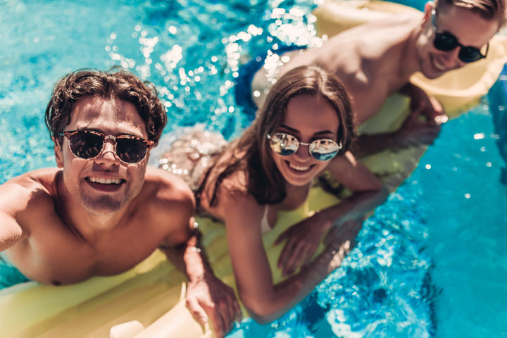 friends in pool