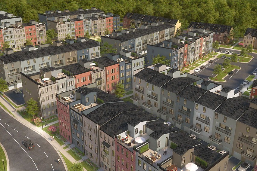 Aerial mockup of the Gateway Square neighborhood