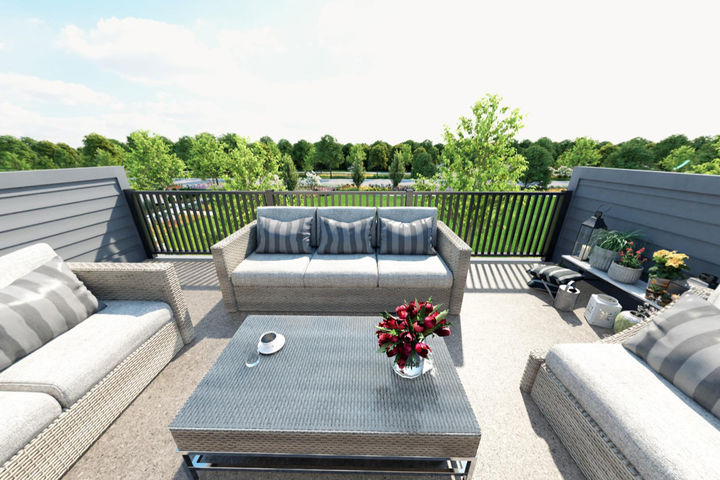 large rooftop terrace for drinking morning coffee