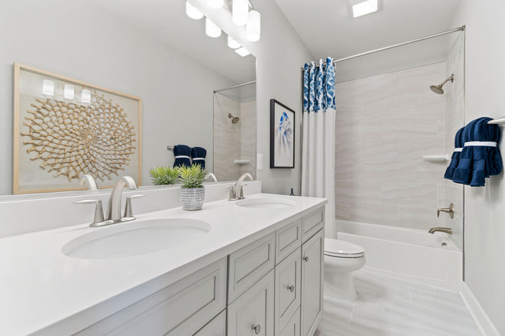 hall bathroom with shower tub