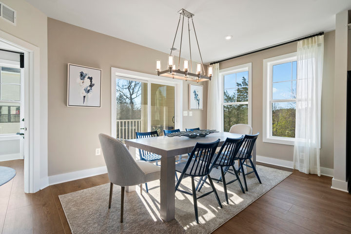 dining area with large windows