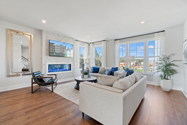 family room with fireplace