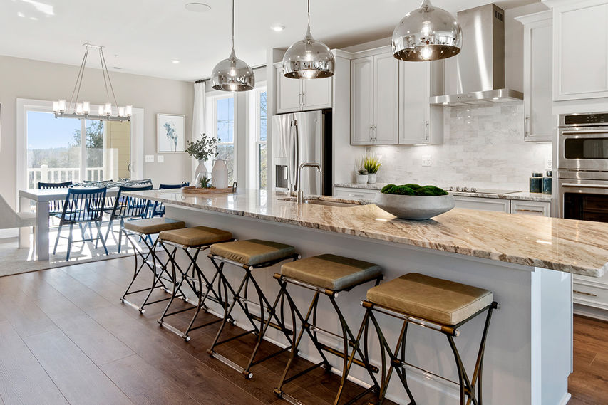 Kitchen with Large Island and Eating Area of the Julianne