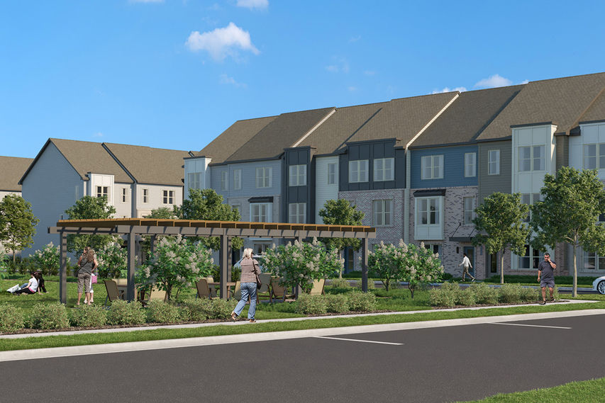 rendering of townhomes and garage condos at Park Place in fairfax county