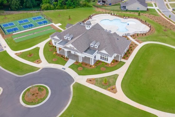 Aerial View of Clubhouse and Pickleball Courts