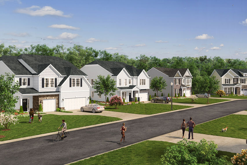 Streetscape rendering at Hickory Woods