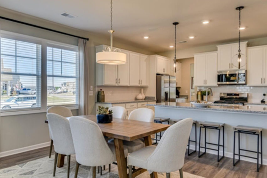 open concept kitchen and dining space in the rembert