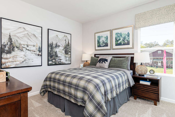 bedroom with bright window