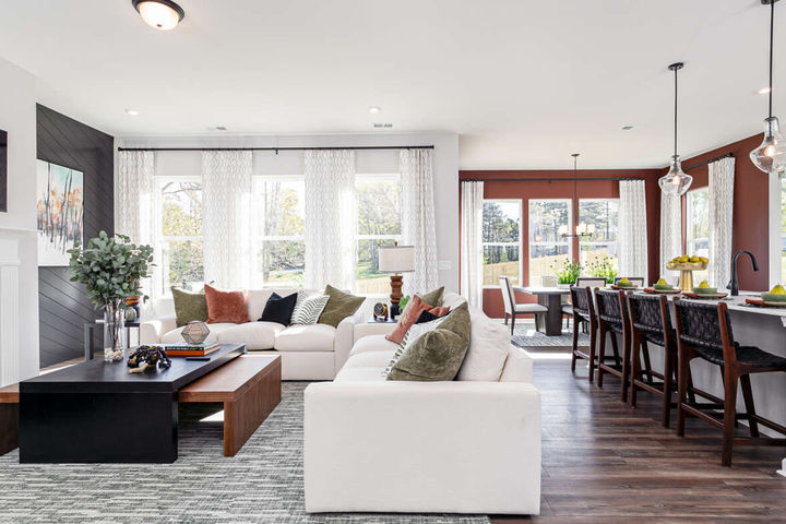 family room opens to kitchen