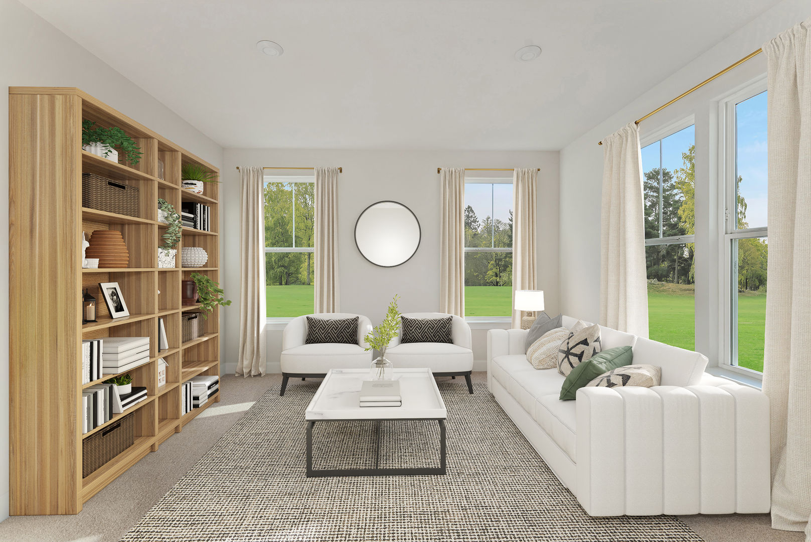 Main Level Flex Space, staged as library