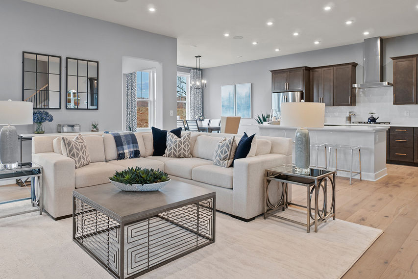Living room, kitchen and dining area in The Jocelyn