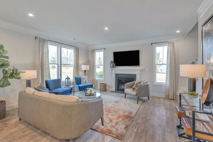 family room with fireplace