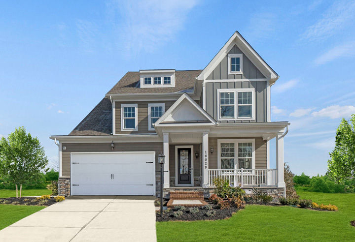 exterior home of the caswell model home at woods overlook at potomac shores