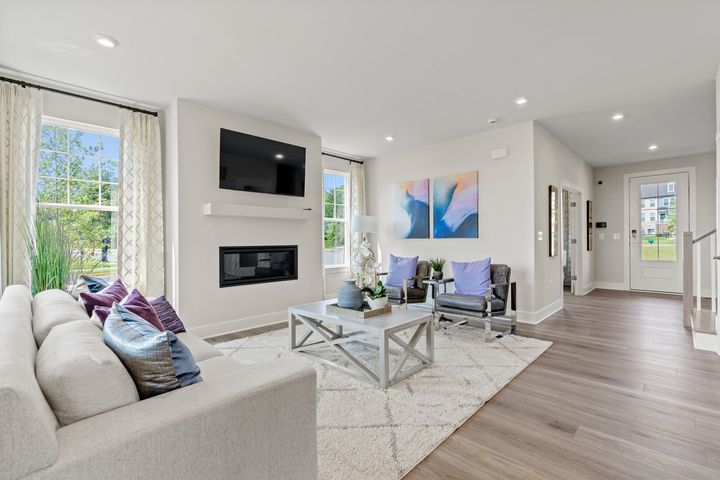 family room with fireplace