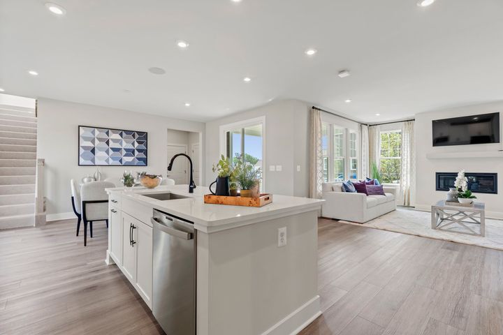 Kitchen open to dining and family room