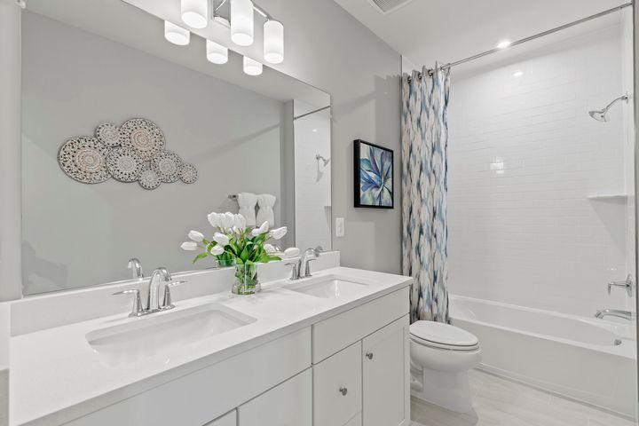 hall bath with tub shower