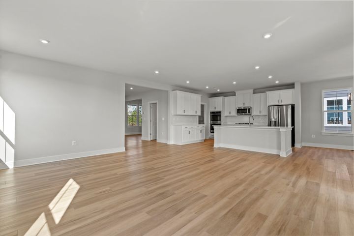 family room and kitchen