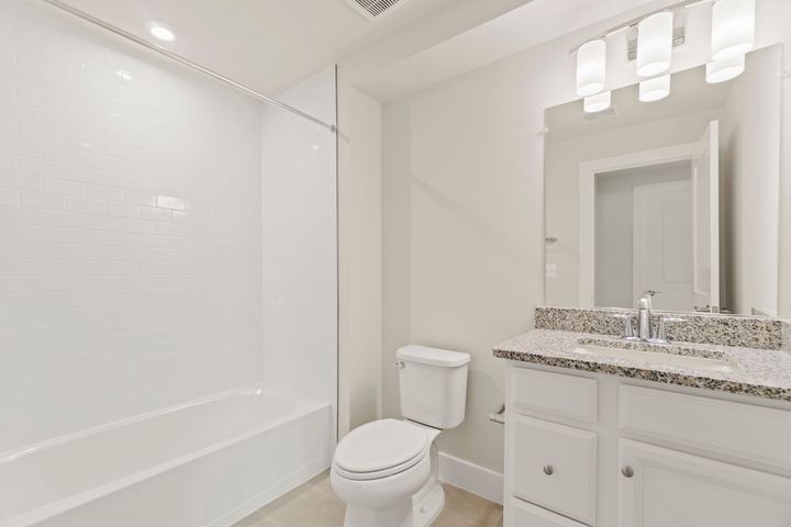 lower level full bath with cabinet vanity