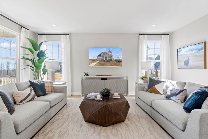 family room with conversational seating