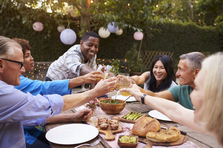 dinner with friends outside