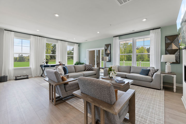 Family Room with Covered Balcony Outside