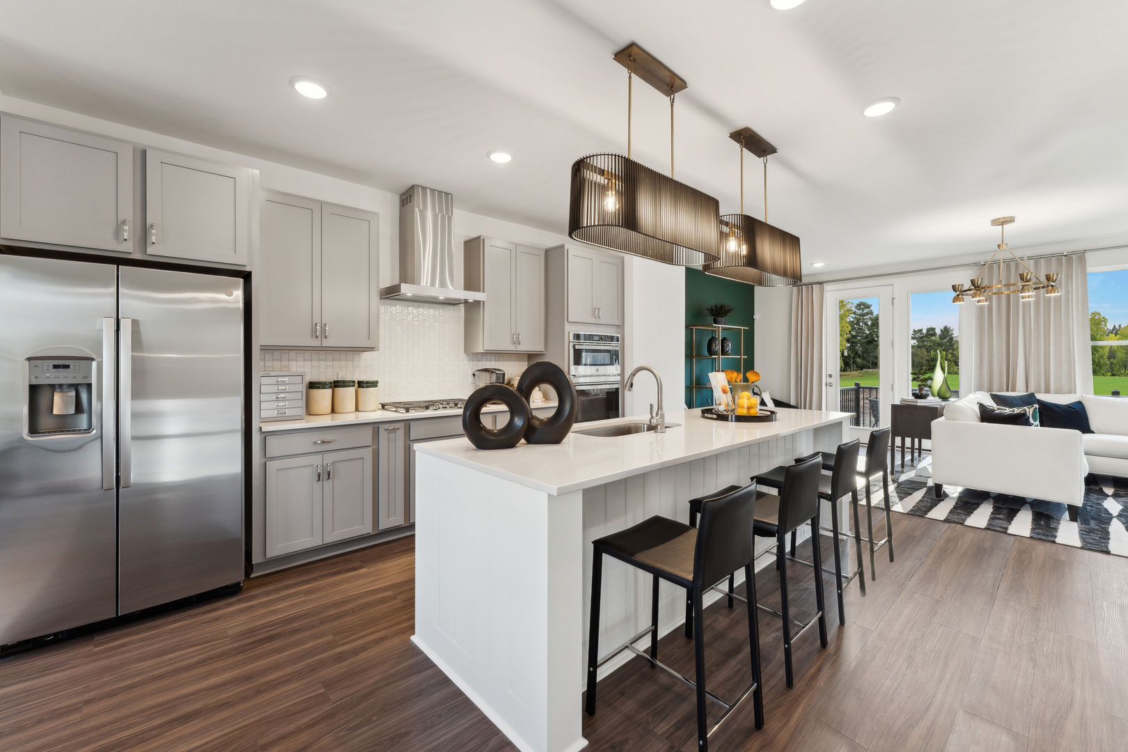 gourmet kitchen with island seating