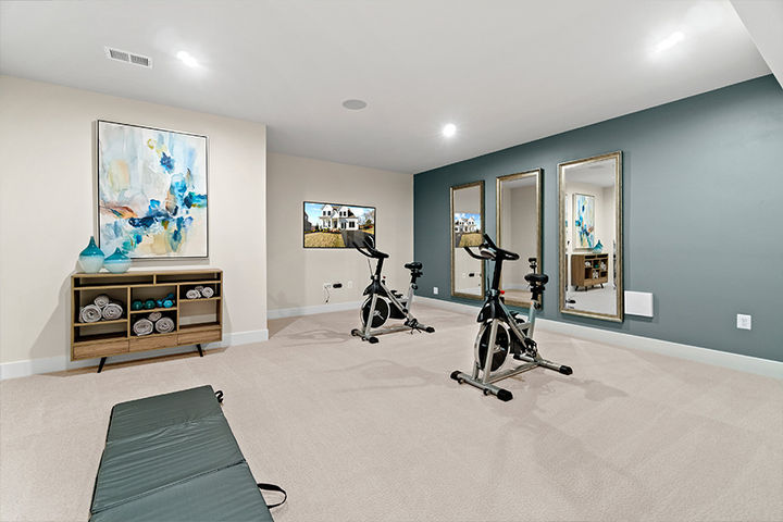 home gym with exercise equipment