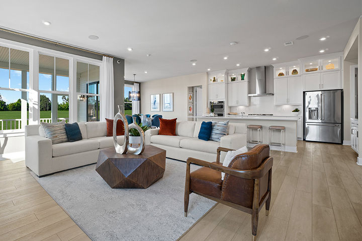 family room open to kitchen