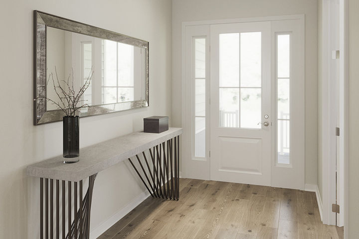 foyer with door and side windows