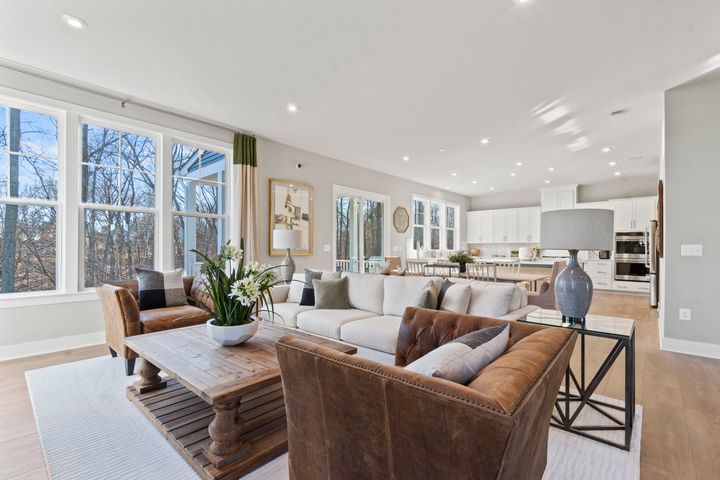 open family room with big windows