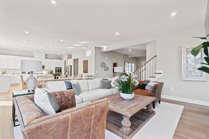 open family room next to dining area