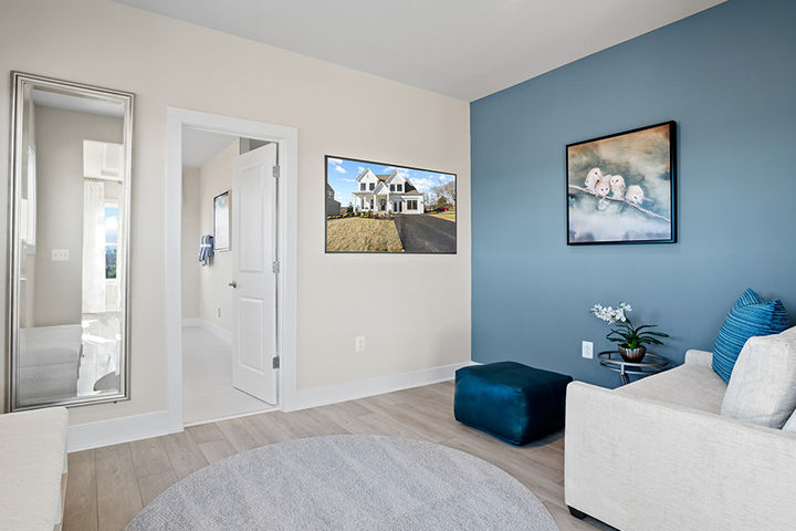 sitting room with tv in primary bedroom