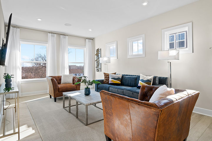 upper flex room staged as second family room