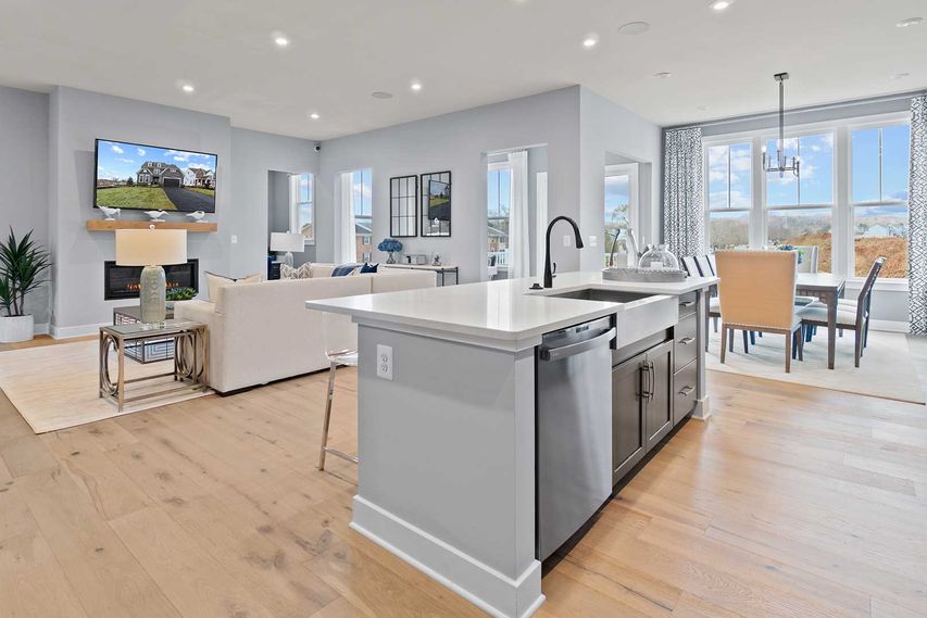 Living room, kitchen and dining area in The Jocelyn