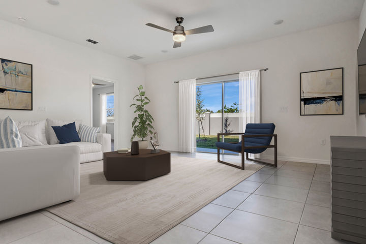 family room with large sofa and seating