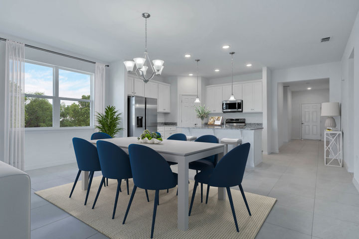 dining area next to open kitchen