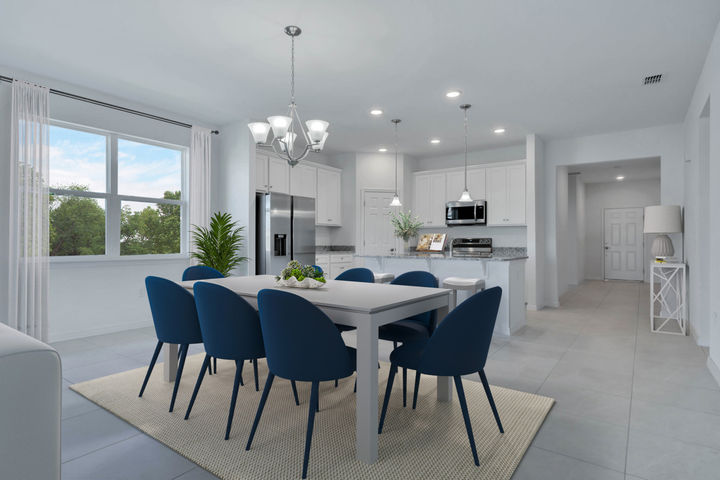 dining area next to open kitchen