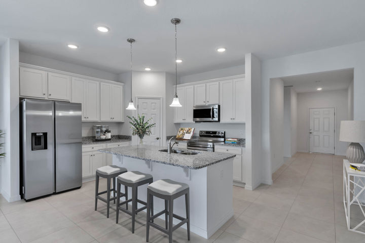 bright white kitchen with island