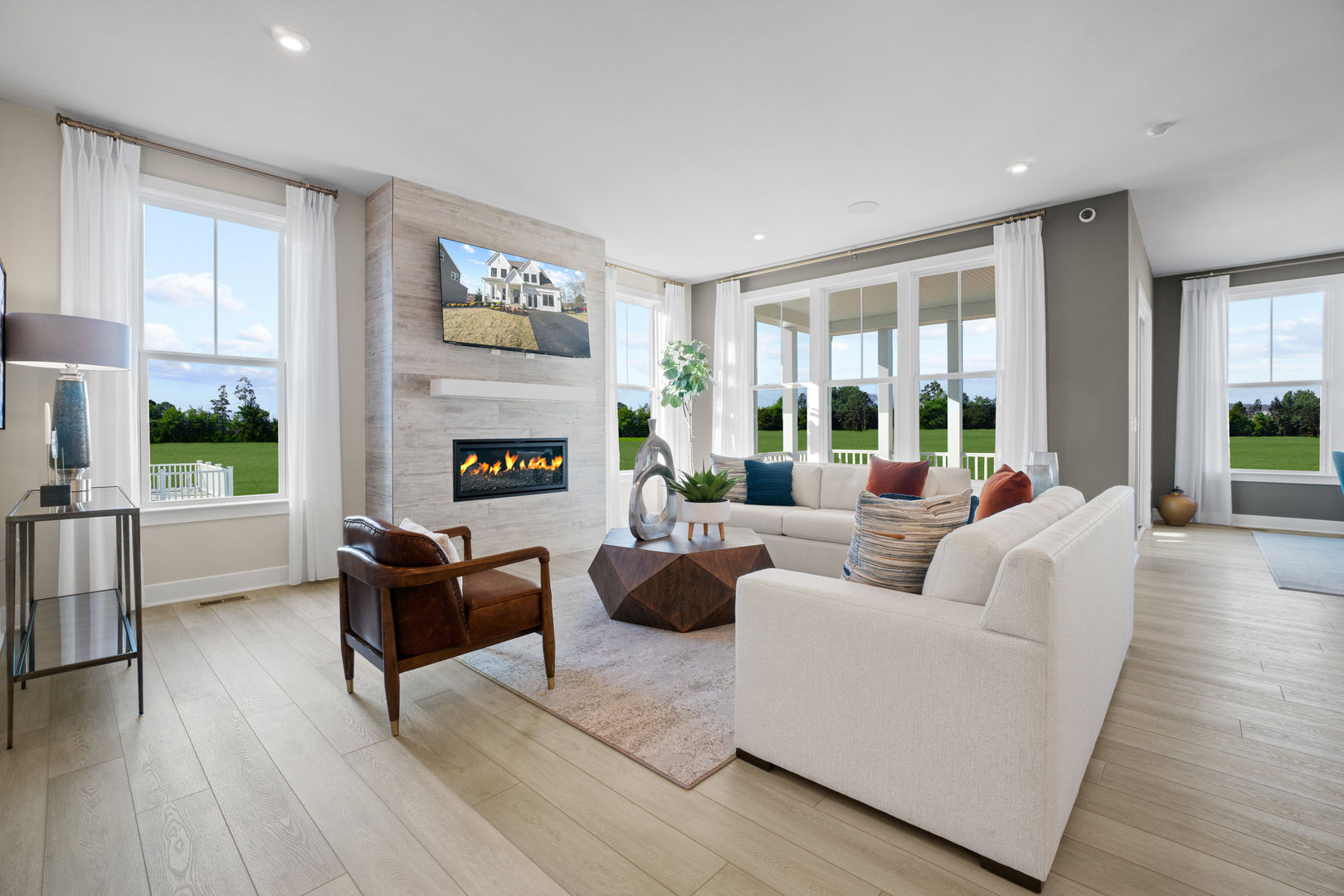 Family Room with Fireplace, available on select homesites
