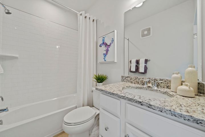 hall bath with granite countertops