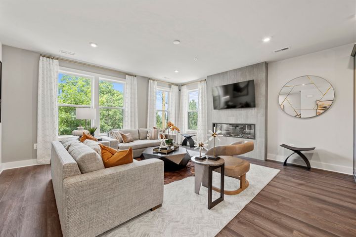 family room with fireplace