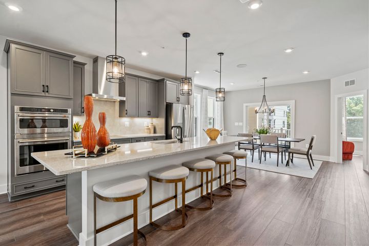 kitchen with grey cabinets