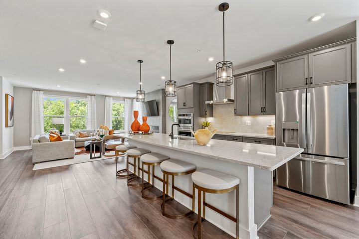 large kitchen island with counter seating