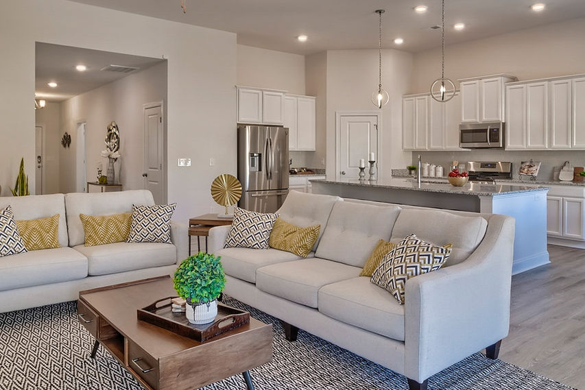 Large family room into kitchen