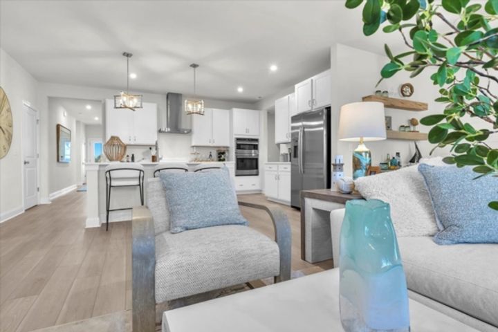 family room and kitchen