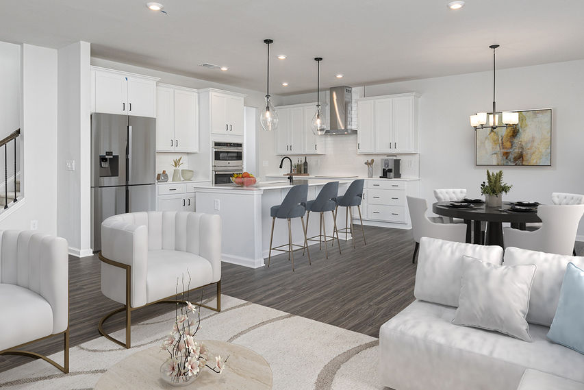 bright kitchen with island