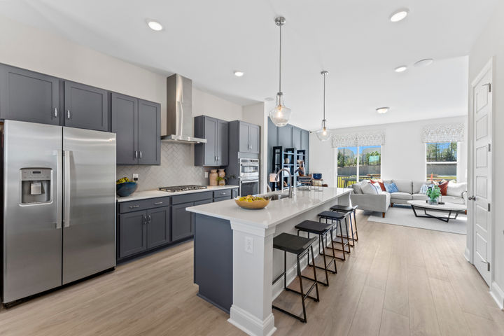 kitchen with large island and seating