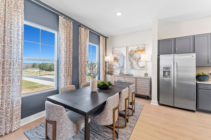 dining area with 8 person table